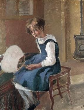 Camille Pissarro Jeanne Holding a Fan oil painting image